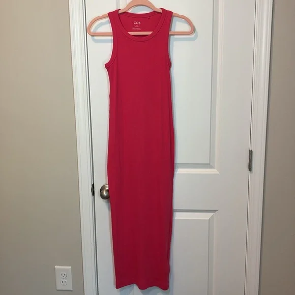 COS Ribbed Tube Tank Midi Dress XS Pink - Picture 5 of 10